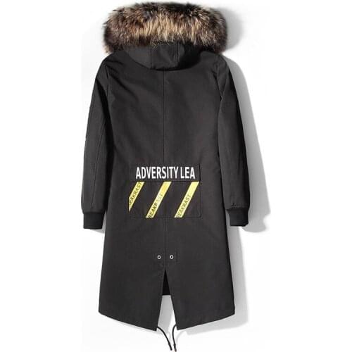 Real Coat Winter Jacket Natural Goat Hair Liner Parka Men Raccoon Fur Collar Warm Jackets Plus Size MC12C164 MY1659