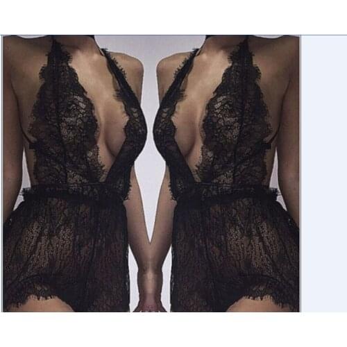 New Sexy Sleeveless Women Sleepwear Mujer Babydolls V Neck Underwear Teddies Bodysuits G-string Babydoll Women Sleepwear Dress