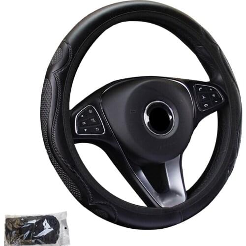 New Wear-Resistant Embossed Car Steering Wheel Cover No Inner Ring Wrap Case Fit For 37-38CM/14.5"-15" Braid On Steering Wheel
