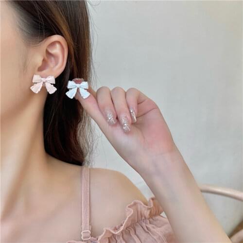 New Bowknot Light Pink Clip on Earrings No Pierced Non Piercing Ear Earings Fashion Jewelry