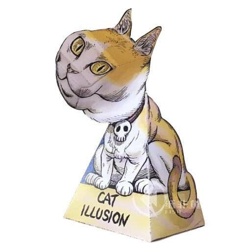 Optical Illusions Cat Ornaments Folding Cute Mini 3D Paper Model Papercraft DIY Kids Adult Handmade Craft Toys ER-068