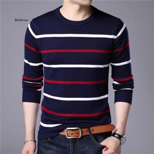 O-Neck Pullover Men Brand Clothing Autumn Winter New Arrival Cashmere Wool Sweater Men Casual Striped Pull Men