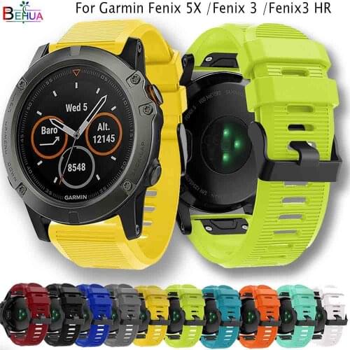 BEHUA Sports Silicone Quick Release Watchband For Garmin Fenix 5X Fenix 3 Fenix 3 HR Replacement Easyfit bracelet wristStrap