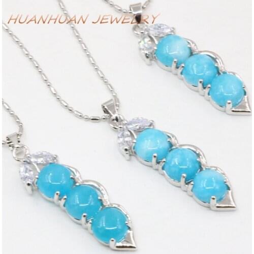Blue Peanut Shape 10x36mm Stone Pendant Stainless Steel Chain Natural Jades Necklaces & Pendants For Women Charms Jewelry B3359
