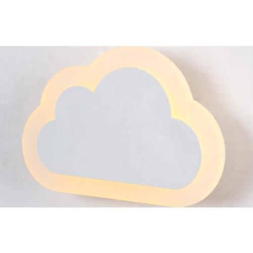 Modern Children Cloud Wall Lamp Led Bedroom Bedside Sconce Acrylic Lampshade White Painting Iron Home Indoor Lighting 110-220V