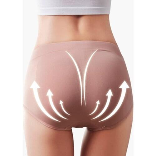 Women Seamless Panties Female Middle Waist Underwear Physiological Pants Crotch Cotton Briefs Honeycomb Embossed Warm Lingerie