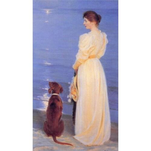 Portrait Painting Woman High quality Summer Evening at Skagen 1892 by Peter Severin Kroyer oil painting on canvas Handpainted