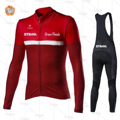 STRAVA Winter Cycling Set Windproof Keep Warm Cycling Clothing MTB Breathable 19D Gel Padded Tights Winter Cycling Suits for Men