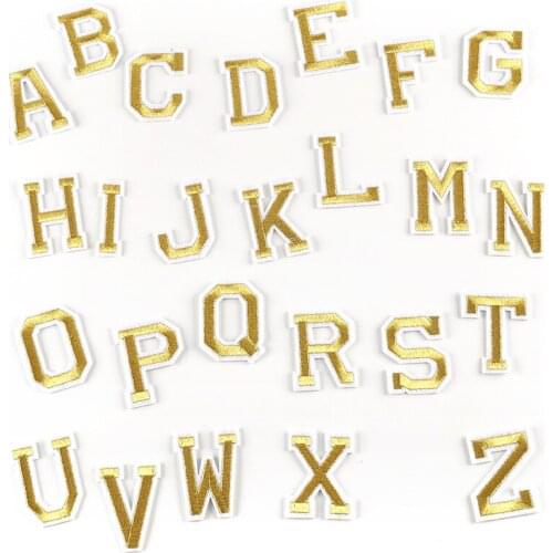 10 same pcs/lot Golden Embroidered Alphabet Letters Clothes Patch