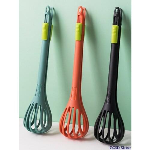 2 in 1 Egg Beater Food Clip Tongs Egg Whisk Mixer Stirrer Nylon Noodle Tongs Spaghetti Salad Food Clips Kitchen Baking Utensi