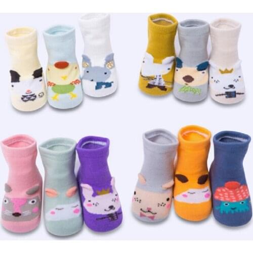 3 Pairs /Lot Infant Socks Cute Cartoon Stereo Boy Girl Children Newborn Cotton Socks Baby Socks Baby Supplies