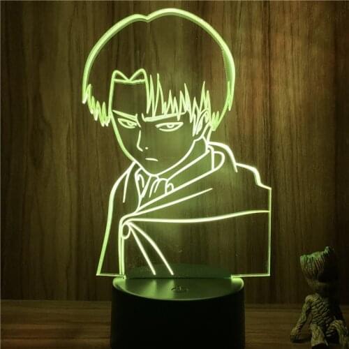 3D Nightlight Anime Attack on Titan Levi Angry Face Action Figure 7 Colors Touch Optical Illusion Lamp Gift Decor Model