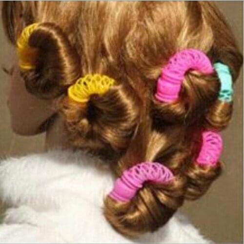Candy color 8pcs diameter 1.4MM plastic hair curler DIY hair roller as curly hair styling tool fashion hairdressing props