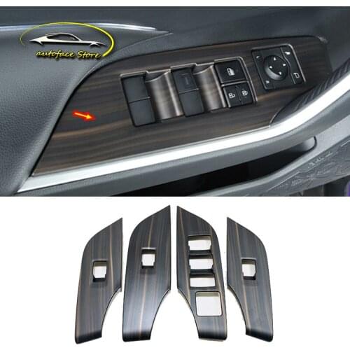 ABS Carbon Fibre For Toyota RAV4 2019 2020 Car Accessories LHD Door Window Glass Lift Control Switch Panel Cover Trim Sticker