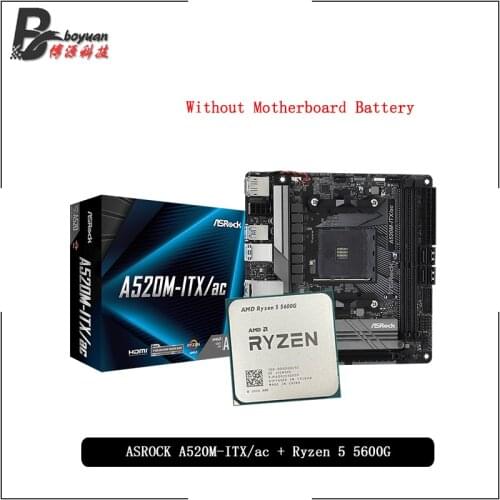 AMD Ryzen 5 5600G R5 5600G CPU + ASROCK A520M ITX/ac ITX Motherboard Suit Socket AM4 All new but without cooler