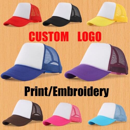 1 PCS Custom Logo Baseball Cap Advertising Hat Adult Child Personality DIY Design Trucker Hat Blank Mesh Hip Pop Cap Men Women