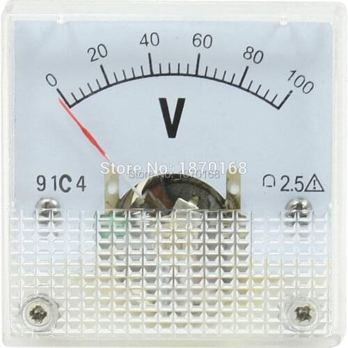 DC 0-100V Dial Panel Meter 91C4 Voltmeter Class 2.5 Accuracy