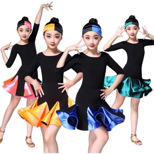 New Childrens Latin Dance Dress Girl Stage Performance Costumes Kids Competition Clothing Ballroom Latin Dance Costumes
