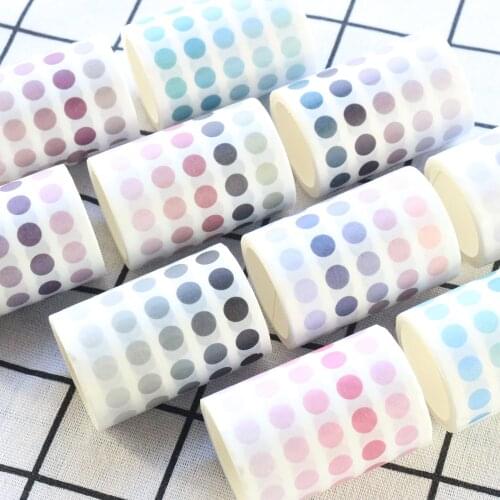 Domikee cute Korean candy dot decorative wide washi tape office school color DIY journal planner round masking tape stationery