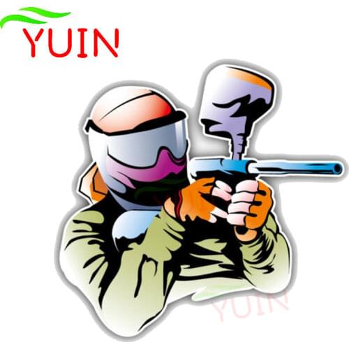 Interesting Paintball Player Car Sticker High Quality Motorcycle Auto Accessories PVC Decorative Waterproof Decal 11*11cm