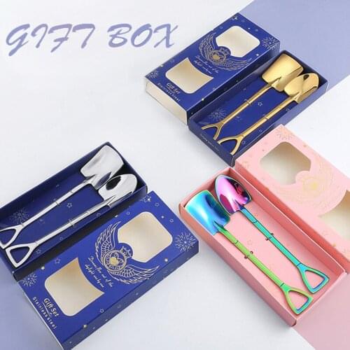 Coffee Spoon Shovel Kids Ice Cream Spoon Birthday Gift New Year Gift Party Tableware Merry Christmas Spoon Stainless steel