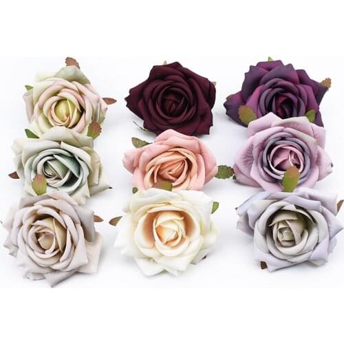 2PCS 8CM Artificial Plants Scrapbooking Roses Head Wedding Wall Decorative Wreaths Vases for Home Decoration Fake Flowers