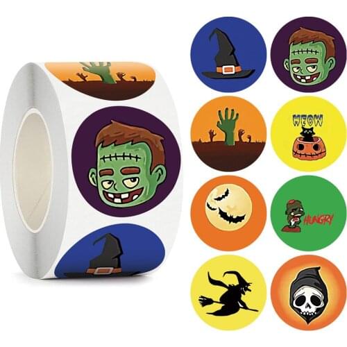 50-500pcs Round Stickers Self Adhesive Label Paper Halloween Candy Bags Stickers Package Seal Gift Packaging Sealing Crafts