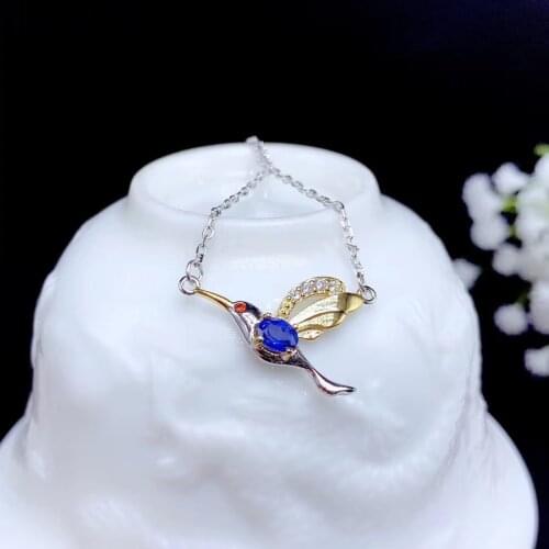 CoLife Jewelry Silver Hummingbird Pendant for Daily Wear 4*5mm Natural Ruby Sapphire Emerald Pendant 925 Silver Gemstone Pendant