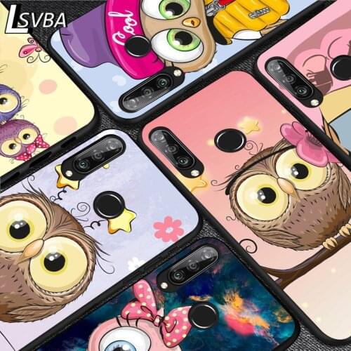 Cute Owl Hearts Lover For Huawei Y5 6 7 8 9 Y5P Y6S Y6P Y7P Y7A Y8P Y8S Y9A Y9S 2018 2019 2020 Pro Prime Black Soft Phone Case