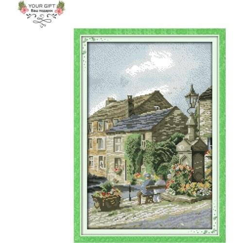 Joy Sunday F688 Free Shipping 14CT 11CT Counted and Stamped Home Decor Leisure Steet Needlepoints Embroidery Cross Stitch Kits