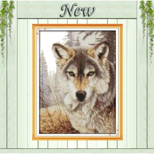 Wolf spirit animal style home crafts Decor Counted Print on canvas DMC 14CT 11CT DIY Cross Stitch Needlework Kit Embroidery Sets