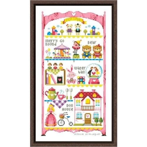 Toy land to my daughter cross stitch kit embroidery needlework 18ct 14ct 11ct white cloth cotton thread DIY handmade needlework