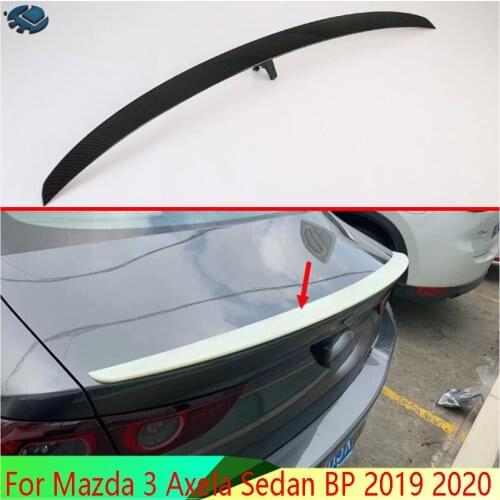 For Mazda 3 Axela Sedan BP 2019 2020 Carbon fiber style Side Rear Window Spoiler Cover Trim Molding Garnish Bezel Styling