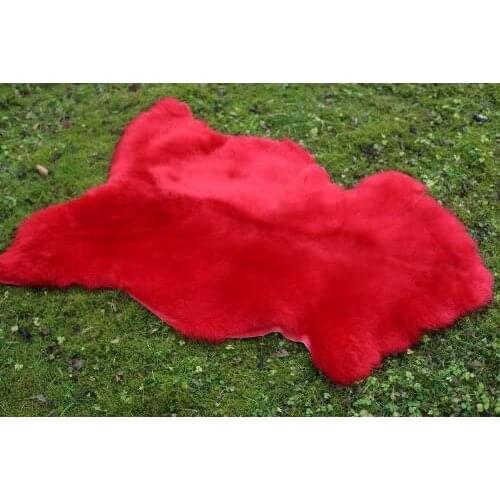 Genuine dalbum Sheepskin Rug with Extra Thick Wool 105x75 cm 40x29" natur color red