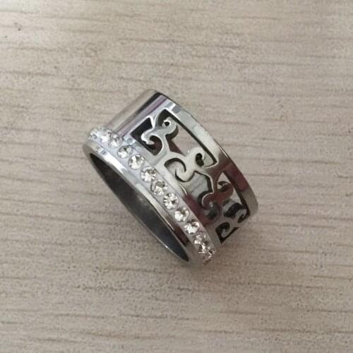 New 10MM AAAAA 1 Row Crystal Ceramic Ring Fashion Wedding Design Stainless Steel Exquisite Inlaid Cubic Zirconia Ring for Women