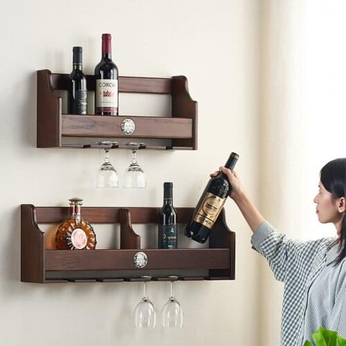 Hanging Wine Bottle Holder Rack Support For Champagne Goblet Glass Metal Wall Decor Shelf Wine Organizer Hanger