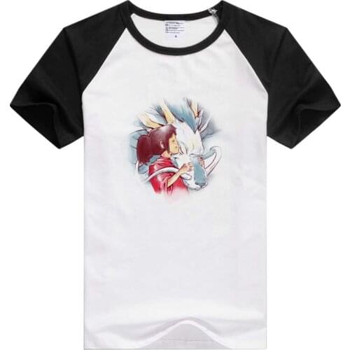 Spirited Away White dragon and girl short sleeve casual Men Women T-shirt Tshirt Cool Print Tops Fashion Tees Novelty tee GA850