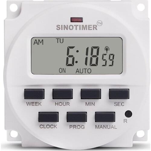 SINOTIMER 24V/110V/220V 7Day Weekly Programmable Digital Time Switch Relay Timer Control for Electric Appliance 8 ON/OFF Setting