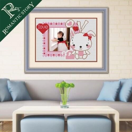 Romantic Story Baby rabbit and photograph Cartoon gifts Needlework DIY 11CT Printing Cross Stitch Sets For Embroidery Kits 0202