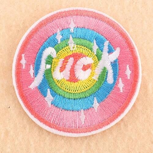 Pink Colourful Rainbow Smile Flower Iron On Embroidered Clothes Patches For Girl Women Clothing Stickers Wholesale