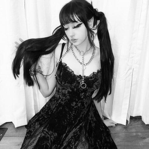 Ruibbit Gothic Dress Vintage Sexy Lace Red Mini Dress Grunge Dark High Waist Slit Dress Goth Lolita Noble Velvet Party Dresses