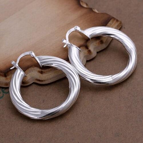 Earrings Silver Plated Earrings Silver Trendy Jewelry Earrings Twisted Lines Jewelry Wholesale Free Shipping zman LE155