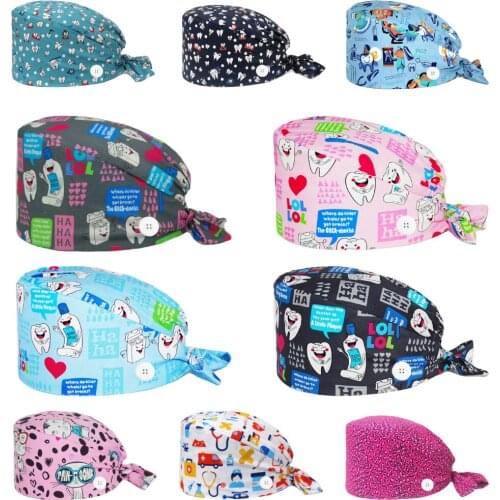 Ewakset high quality adjustable breathable cotton health care frosted cap Nail salon Beauty salon Laboratory research worker cap