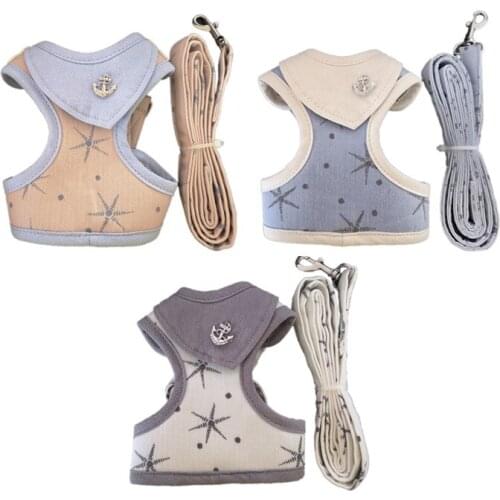 Fashion Adjustable Dog Harness Soft Breathable Cloth Mesh Vest Harness for Dogs Puppy Collar Cat Pet Dog Chest Strap Leash