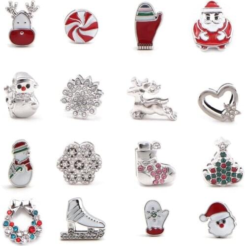 Somsoar Jewelry Mixed Christmas Wholesale 10mm Silver Color Charms DIY Keys Keeper Charms fit Mesh Leather wrappable Bracelet