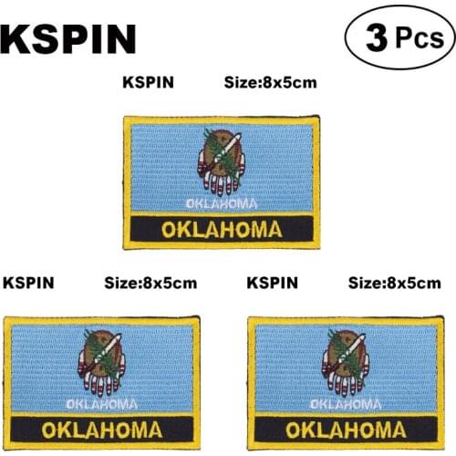 U.S.A Oklahoma Rectangular Shape Flag patches embroidered flag patches national flag patches for clothing DIY Decoration
