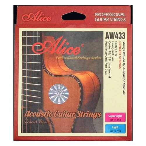 12 Sets Alice AW433P Hexagonal Core Coated 85/15 Bronze Wound Colourful Ball-end Acoustic Guitar Strings