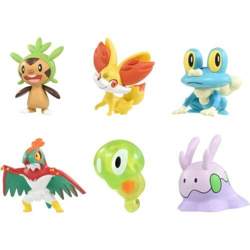 TAKARA TOMY Genuine Pokemon MC Chespin Fennekin Froakie Hawlucha Squishy Cute Action Figure Model Toys