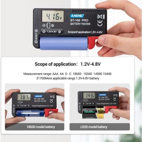 BT168 PRO Battery Capacity Tester for 9V 3.7V 1.5V AA AAA Cell C D 18650 Battery Y5JA