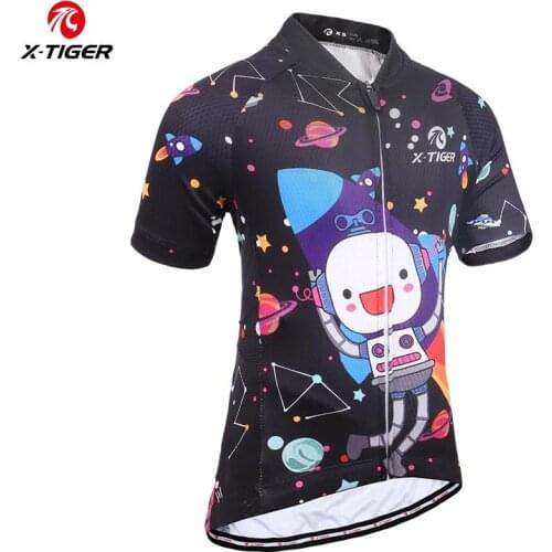 X-TIGER Kids Cycling Jerseys Quick-Dry Children Cycling Clothing Boys Girls 100% Polyester Bicycle Jersey Summer Bike Uniforms